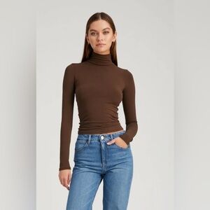 Elegant Brown Long Sleeve Turtleneck Top